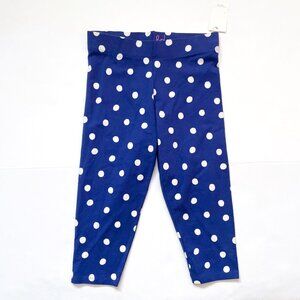 NWT Mini Boden Blue White Polka Dot Cropped Leggings, Size 11/12